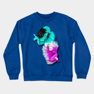 Betta Fish Duo, black & teal, white & pink Crewneck Sweatshirt